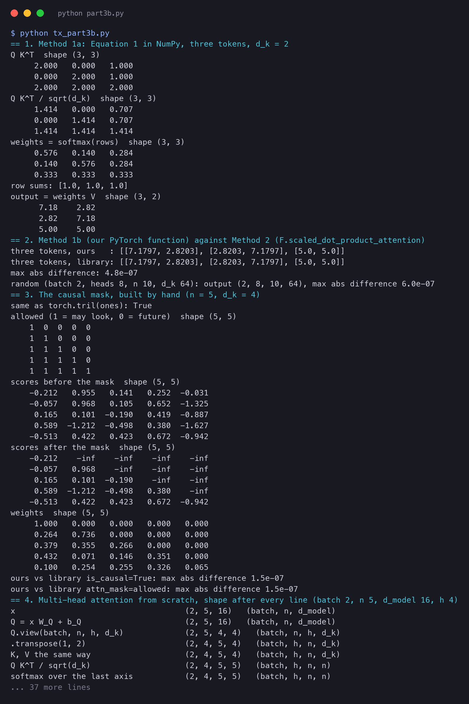 Terminal output of tx_part3b.py, the code walkthroughs of this page